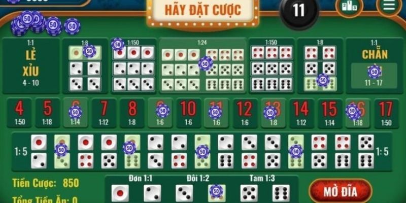 Một số cửa cược trong xóc đĩa online